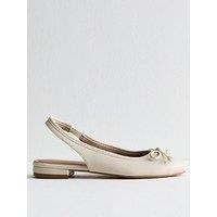 New Look Off White Faux Leather Slingback Flats - Cream