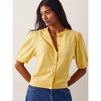 Monsoon Tegan Button Knit Cardigan - Yellow