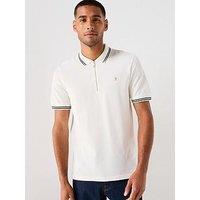 Farah Netton Zipped Polo Shirt - White