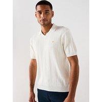Farah Woodford Knitted Open Polo Shirt - White