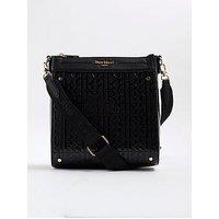 River Island Patent Monogram Messenger - Black
