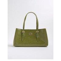 River Island East West Buckle Tote - Green