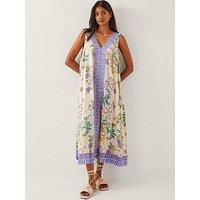 Monsoon Kaia Printed Dress - Ivory - Cream