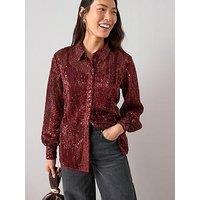 The Very Collection Sequin Longline Shirt - Red