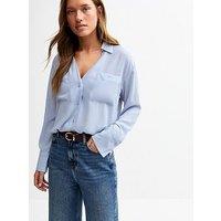 New Look Blue V-Neck Curved Hem Shirt