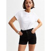 New Look High Waisted Denim Shorts - Black