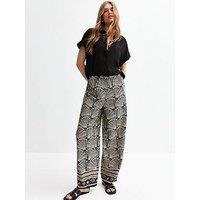 New Look Crepe Shell Print Wide Leg Trousers - Black