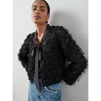 The Very Collection Textured Tie-Front Detail Jacket - Black