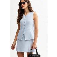 New Look Textured Slit Hem Mini Skirt - Blue