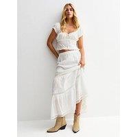 New Look White Lace Tiered Maxi Skirt