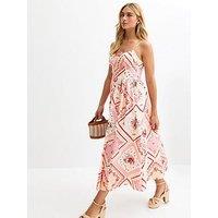 New Look Patchwork Print Corset Midi Dress - Pink