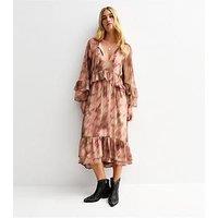 New Look Blurred Floral Print Chiffon Midi Dress - Pink
