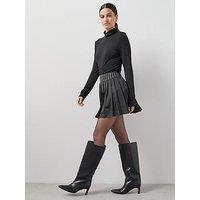 The Very Collection Statement Eyelet Pleated Mini Skirt - Black