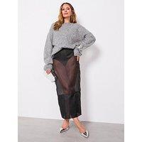 The Very Collection X Carol Byrne Sheer Organza Fitted Pencil Skirt - Black