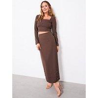 The Very Collection X Carol Byrne Embellished Detail Midi Column Skirt - Brown