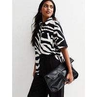 New Look Black Zebra Print Oversized Shirt - White