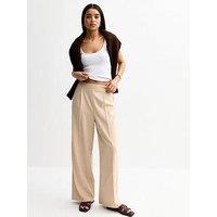 New Look Stone Pull On Tailored Trousers - Beige