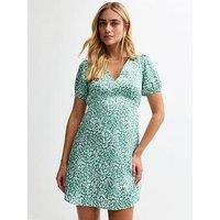 New Look Pattern Print Tie Back Satin Mini Dress - Blue