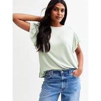 New Look Light Green Textured Frilly Trim Top