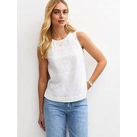 New Look Linen Look Sleeveless Top - White