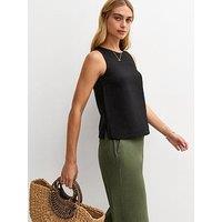 New Look Linen Look Sleeveless Top - Black