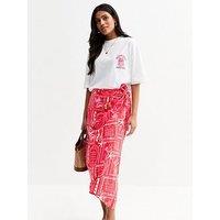 New Look Sea Print Sarong Skirt - Pink