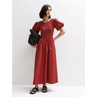 New Look Contrast Skirt Midi Dress - Dark Red