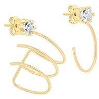 The Love Collection 9Ct Cz Cuff & Opened Hoop Earring