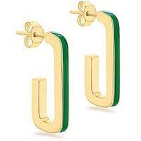 The Love Collection Silver Gp Green Enam J-Shap Earrings