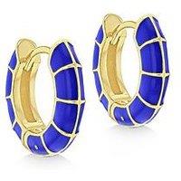 The Love Collection Silver Gp Blue Enamel Huggy Earrings