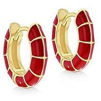 The Love Collection Silver Gp Red Enamel Huggy Earrings