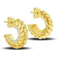 The Love Collection Silver Gp Twist Half Hoop Cz Earrings