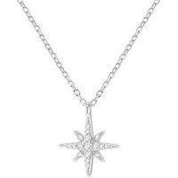 The Love Collection Silver Rh Cz Star Necklace