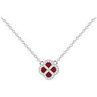 The Love Collection Silver Rh Cz Petal Rd Necklace