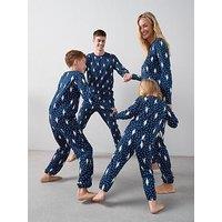 The Very Collection Womens Family Christmas Pj Character Long Sleeve T-Shirt With Jogger Set - Navy