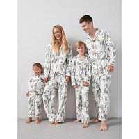 The Very Collection Womens Family Christmas Pj Winter Wonderland Woven Revere Set - White