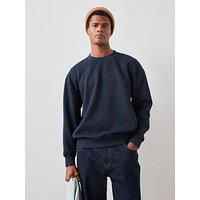 The Very Collection Jacquard Oversized Textured Crew Neck Sweatshirt - Black