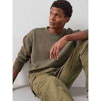 The Very Collection Jacquard Oversized Textured Crew Neck Sweat - Khaki