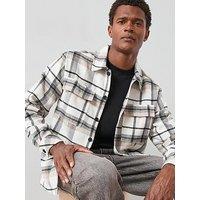 The Very Collection Double Pocket Check Shacket - Black