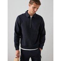 The Very Collection Cotton Rich 1/4 Zip Sweat Top - Navy