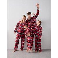 The Very Collection Womens Family Christmas Pj Check Flannel Revere Set - Red
