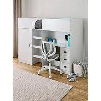 Very Home Jackson High Sleeper Bed With Wardrobe, Desk And Mattress Options - Bed Frame Only