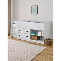 Very Home Jackson Mid Sleeper Bed With Drawers, Shelving And Mattress Options (Buy & Save!) - Bed Frame Only