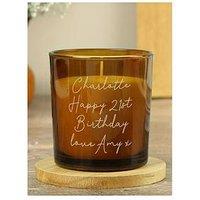 The Personalised Memento Company Personalised Amber Glass Candle Jar