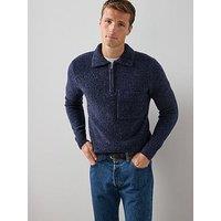 The Very Collection Pocket Front Quarter Zip Jumper - Navy