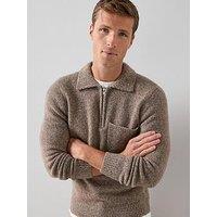 The Very Collection Pocket Front Quarter Zip Jumper - Beige