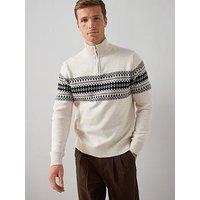 The Very Collection Fairisle Quarter Zip Jumper - Cream