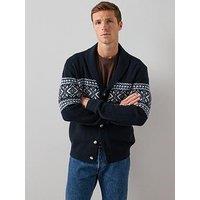The Very Collection Fairisle Shawl Cardigan - Navy