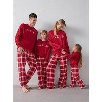 The Very Collection Womens Family Christmas Pj Jolly Brushed Back Sweat And Woven Bottom Set - Red