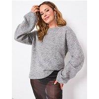 The Very Collection Mohair Wool Blend Crew Neck Jumper - Grey